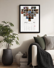 Fotoğraflı Ve Tarihli Kalp Şeklinde Poster Tablo